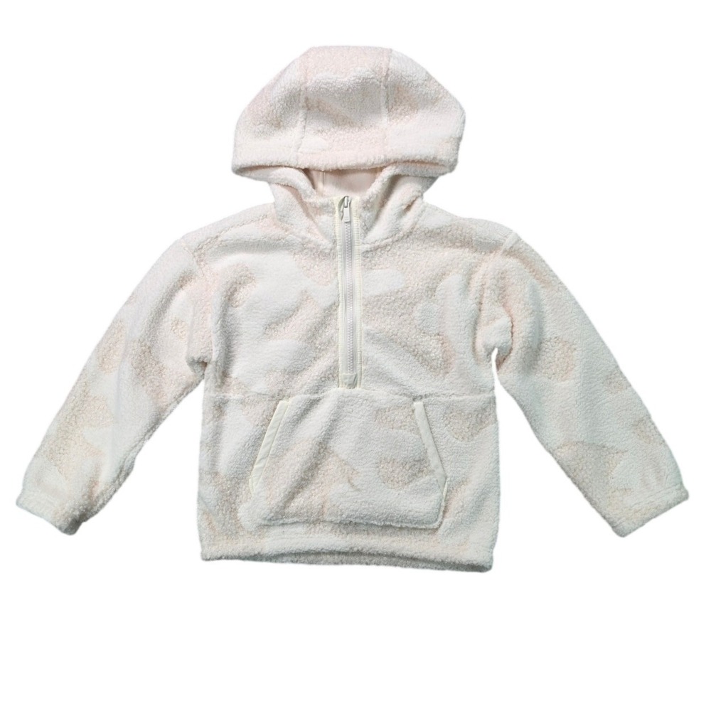 All in Motion Sherpa Fleece Half Zip Hoodie Cream Girls Size XS 4/5
